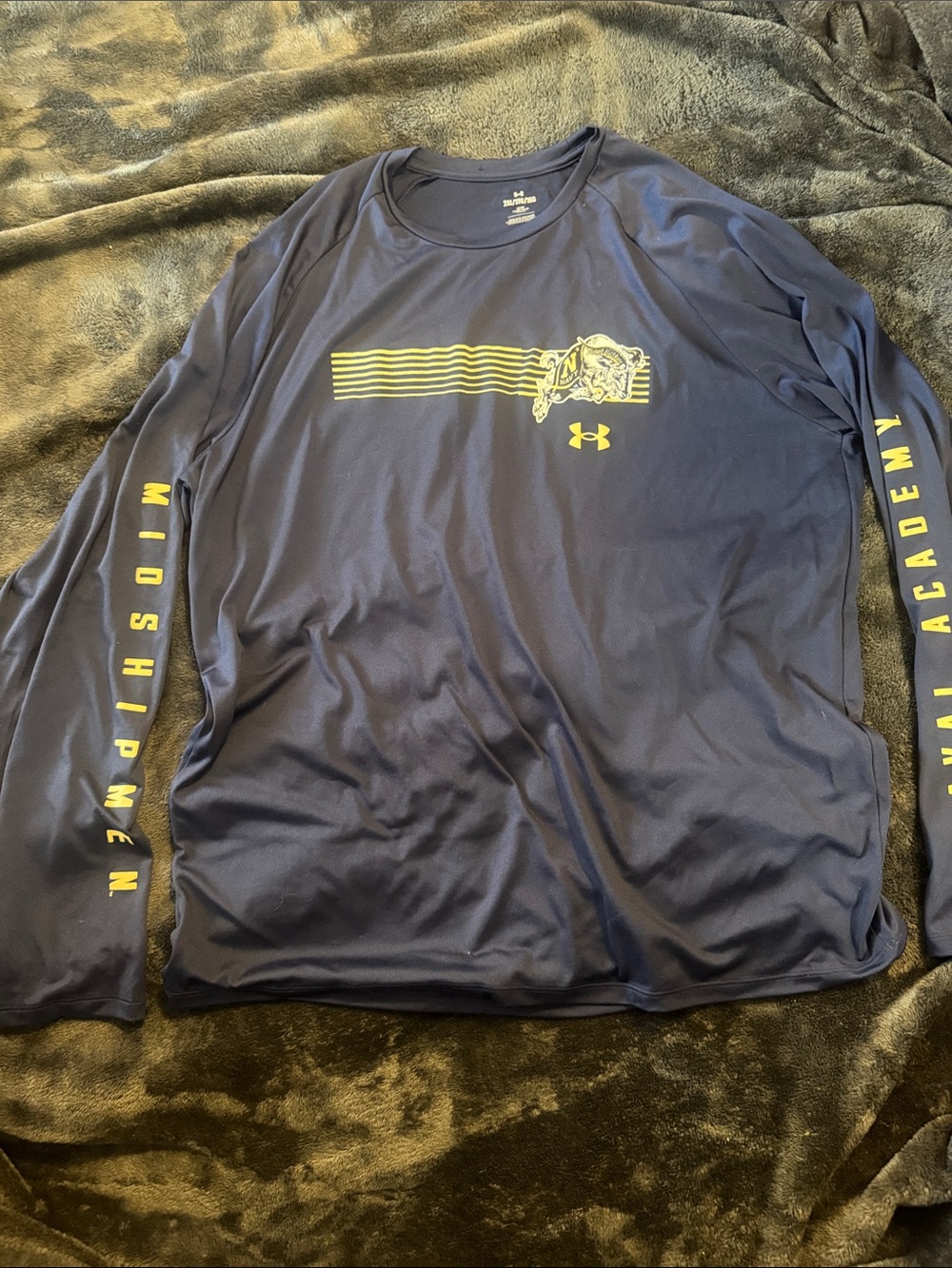 Under Armour Navy Long-Sleeve Performance Tee with Yellow Graphics